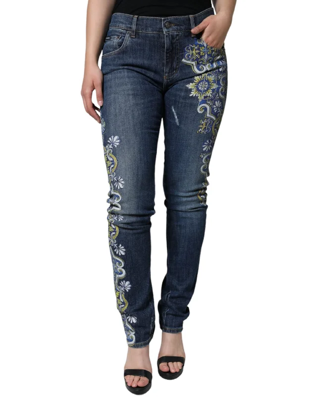 Dolce & Gabbana  Floral Cotton Stretch Skinny  Women's Jeans