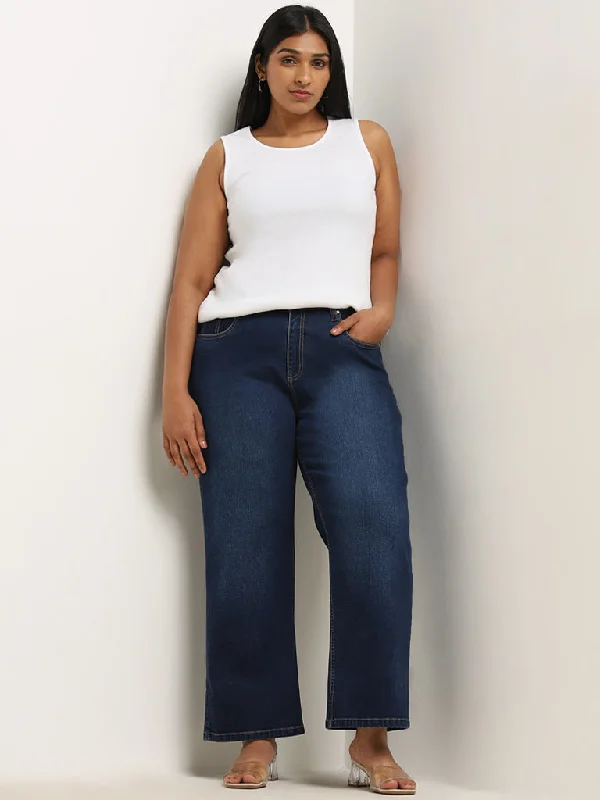 Gia Dark Blue High - Rise Wide - Leg Fit Jeans