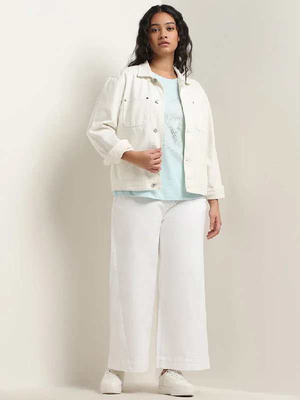 Gia White Wide Leg Fit Mid Rise Jeans