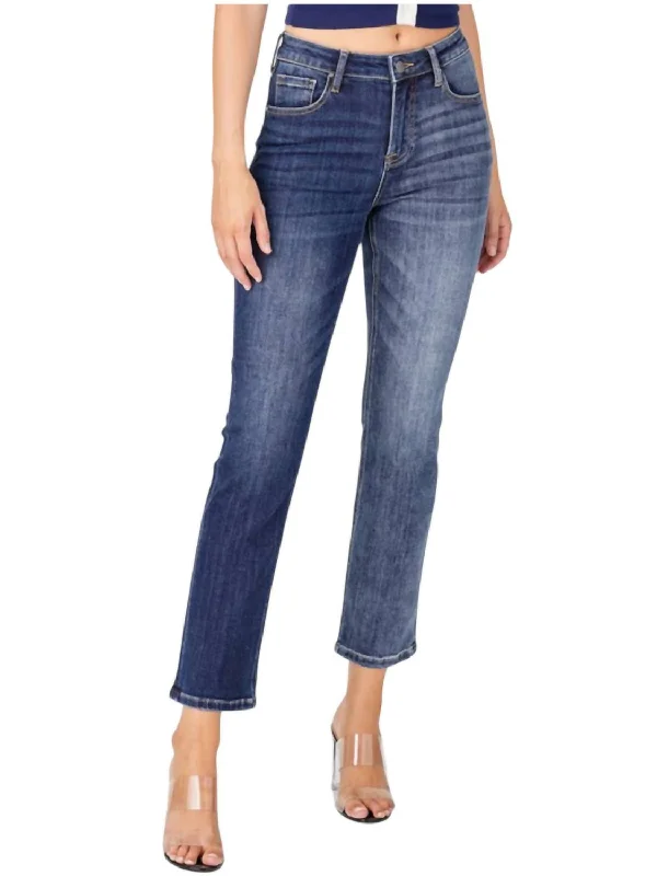 High Rise Straight Leg Jeans In Blue