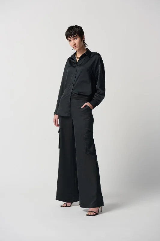 Joseph Ribkoff Satin Wide-Leg Cargo Pants