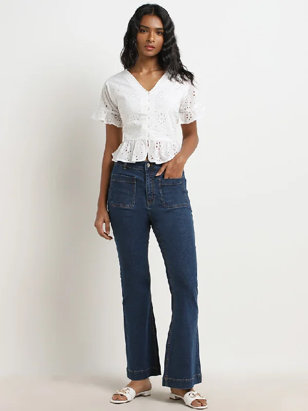 LOV Dark Blue Straight - Fit Mid - Rise Jeans