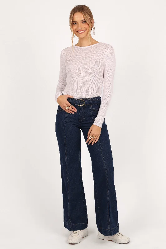 Mason Belted Wide Leg Jean - Mid Wash