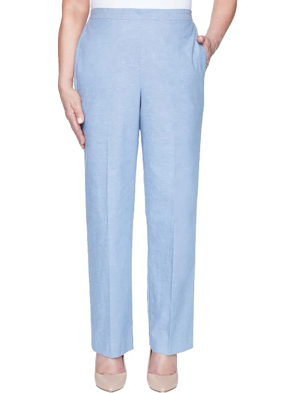 Plus Womens Chambray Straight Leg Pants