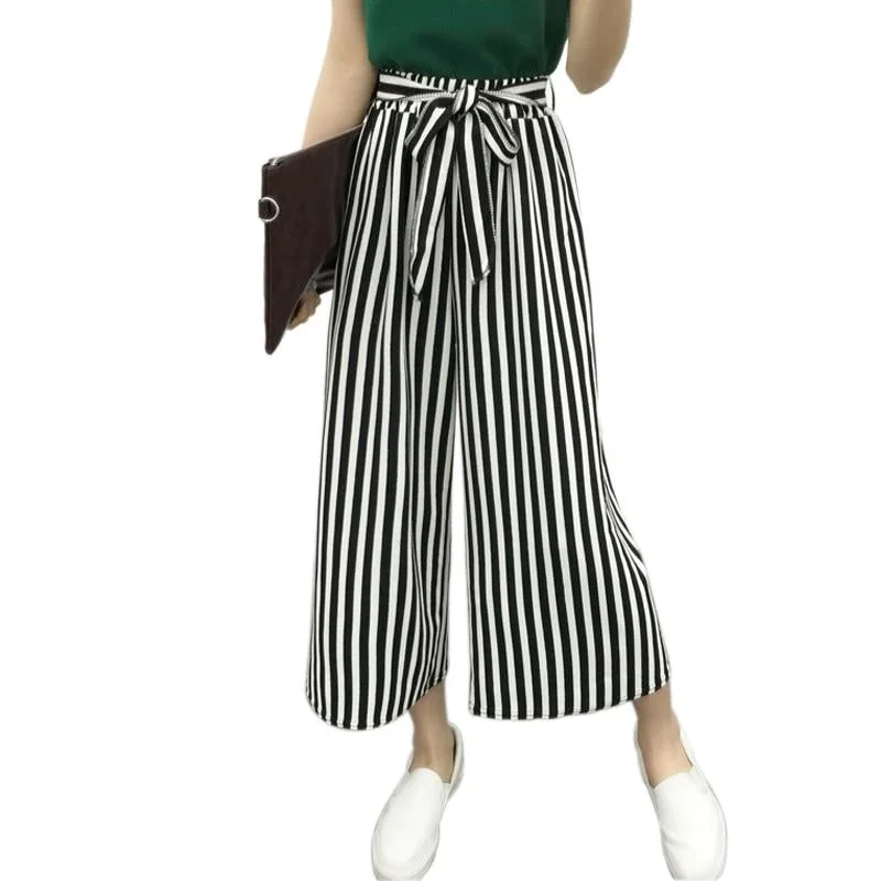 Striped Loose High Waist Pants