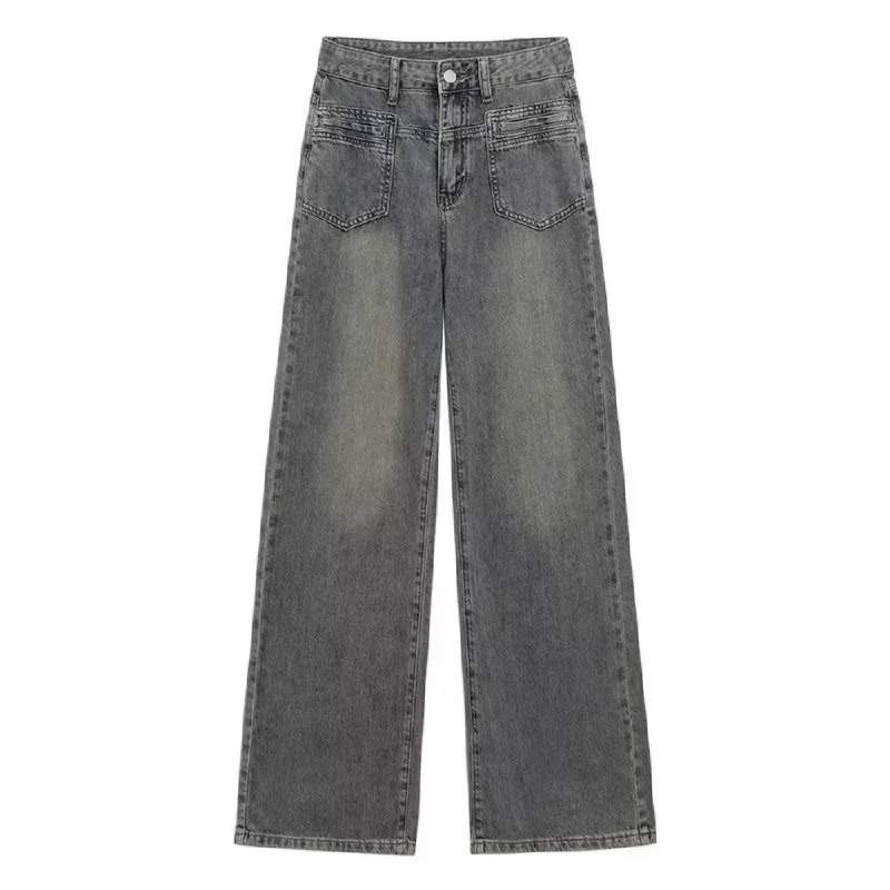 Women's Multi-Pocket Washed Jeans