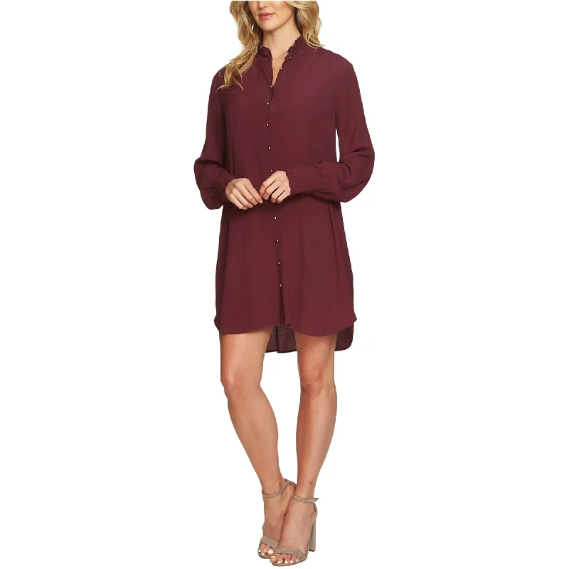 1.State Womens Ruffled Smocked Shirt Dress