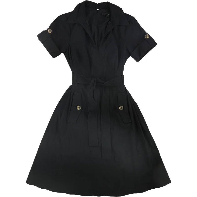 Nanette Lepore Womens Solid Shirt Dress, Black, 4