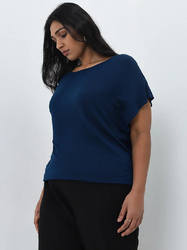 Gia Teal Solid Cotton T-Shirt