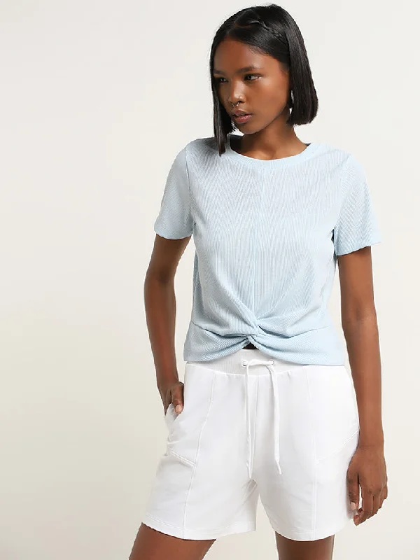 Studiofit Light Blue Knot Design T-Shirt