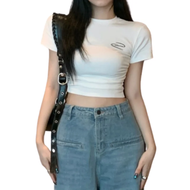 Women's Simple Sexy Solid Color Cropped Tee