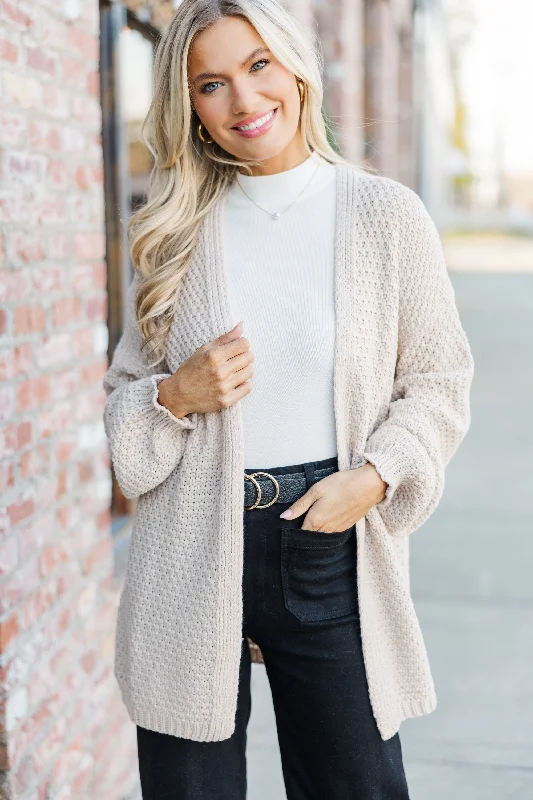 Face The Day Taupe Brown Cardigan