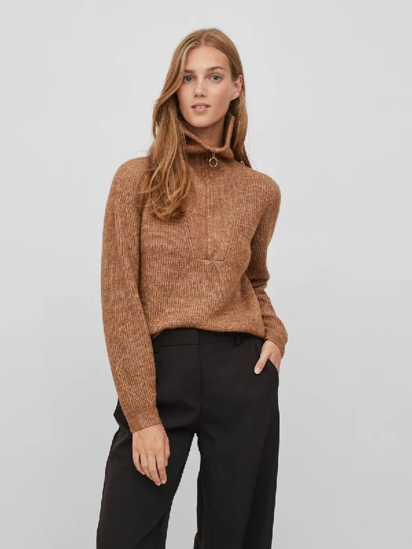 Mathilda Zip Neck Jumper (Toasted Coconut)