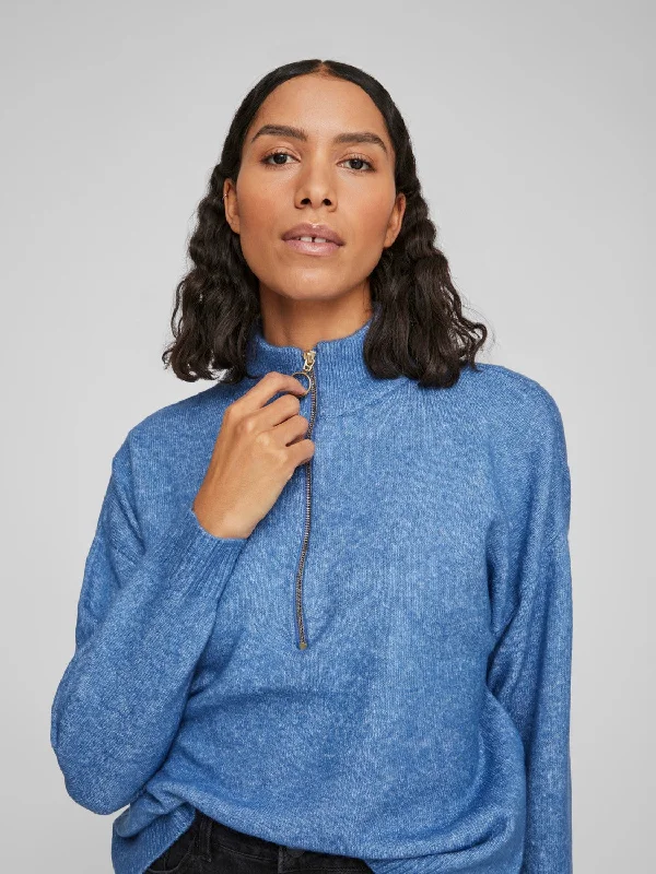 Thilda Zip Knit Jumper (Federal Blue Melange)