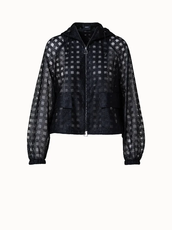 Square Embroidery on Tulle Blouson Jacket