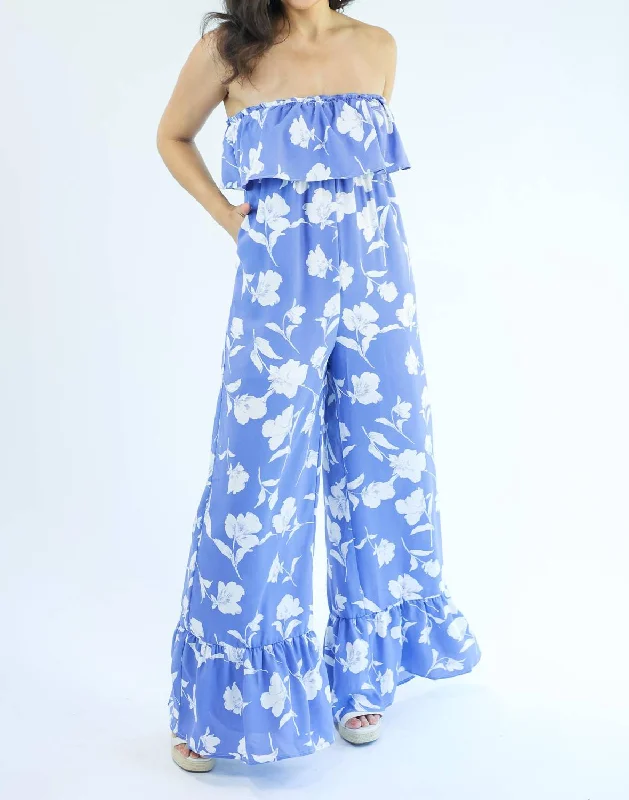 Epic Floral Jumpsuit In Blue