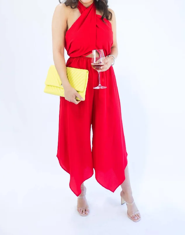 Fabulous Summer Nights Jumpsuit In Red