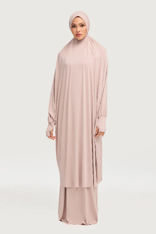 Jersey Cupro Prayer Jilbab & Skirt Set - Mink