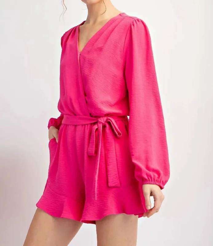 Setting High Standards Romper In Hot Pink