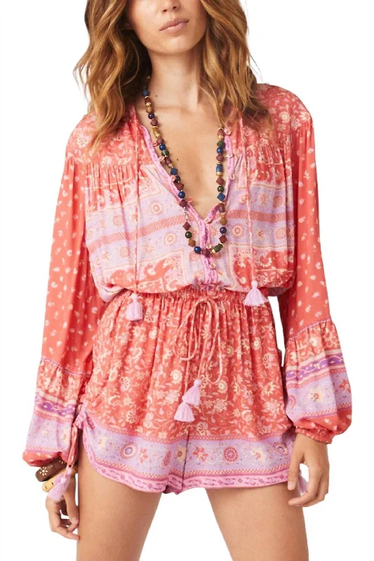 Sunshine Bandit Romper In Cayenne