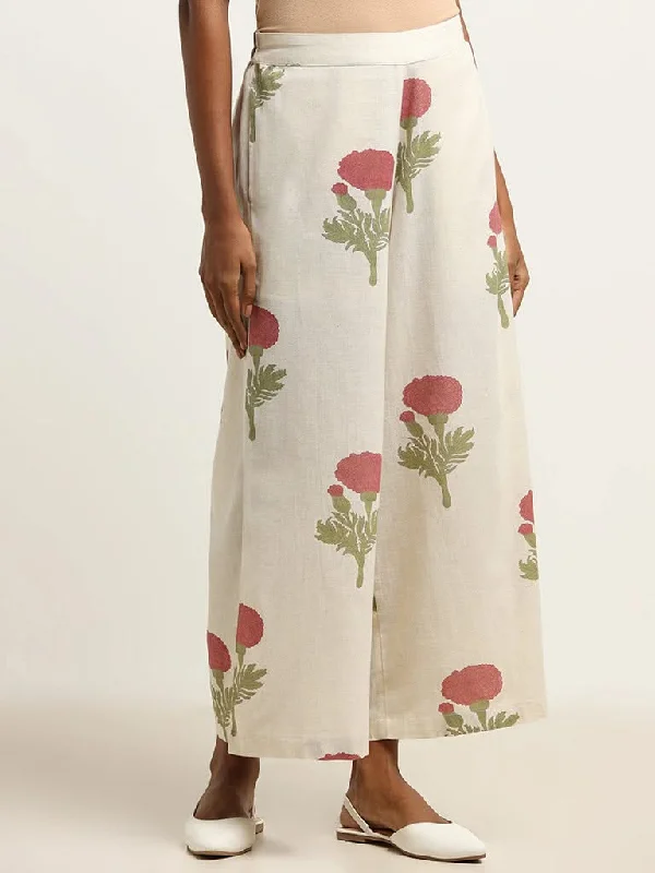 Utsa Pink Wide-Leg Blended Linen Palazzos