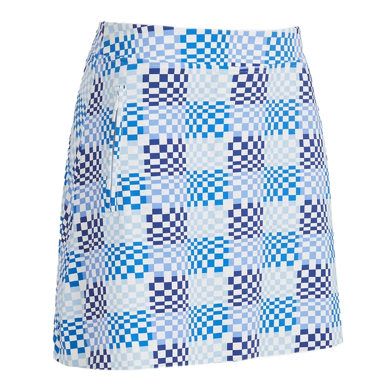 Womens Gradient Check Silky Tech Nylon A-Line Skort Snow - SS24