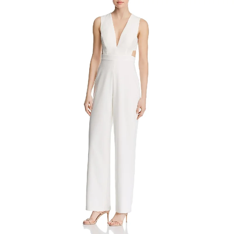 Womens Plunging Sleeveless Jumpsuit