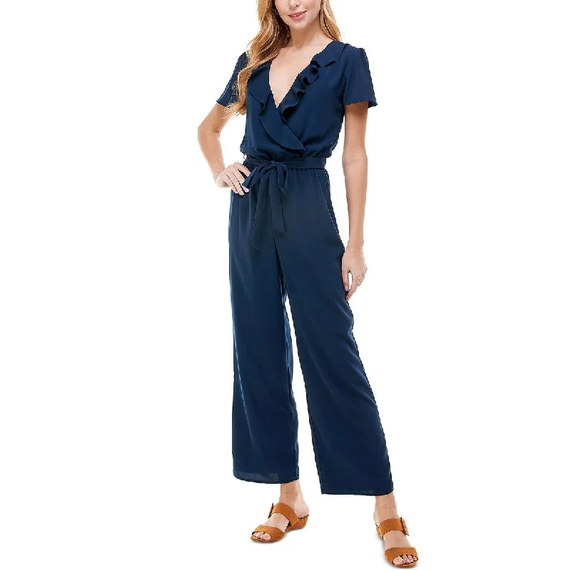 Womens Ruffled Flutter Sleeve Jumpsuit